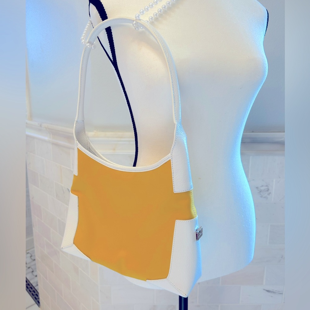 Salvatore Ferragamo White and Yellow Purse